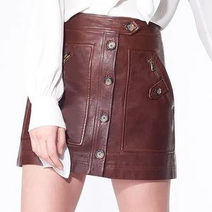 Veronica Beard Leather Mini Skirt